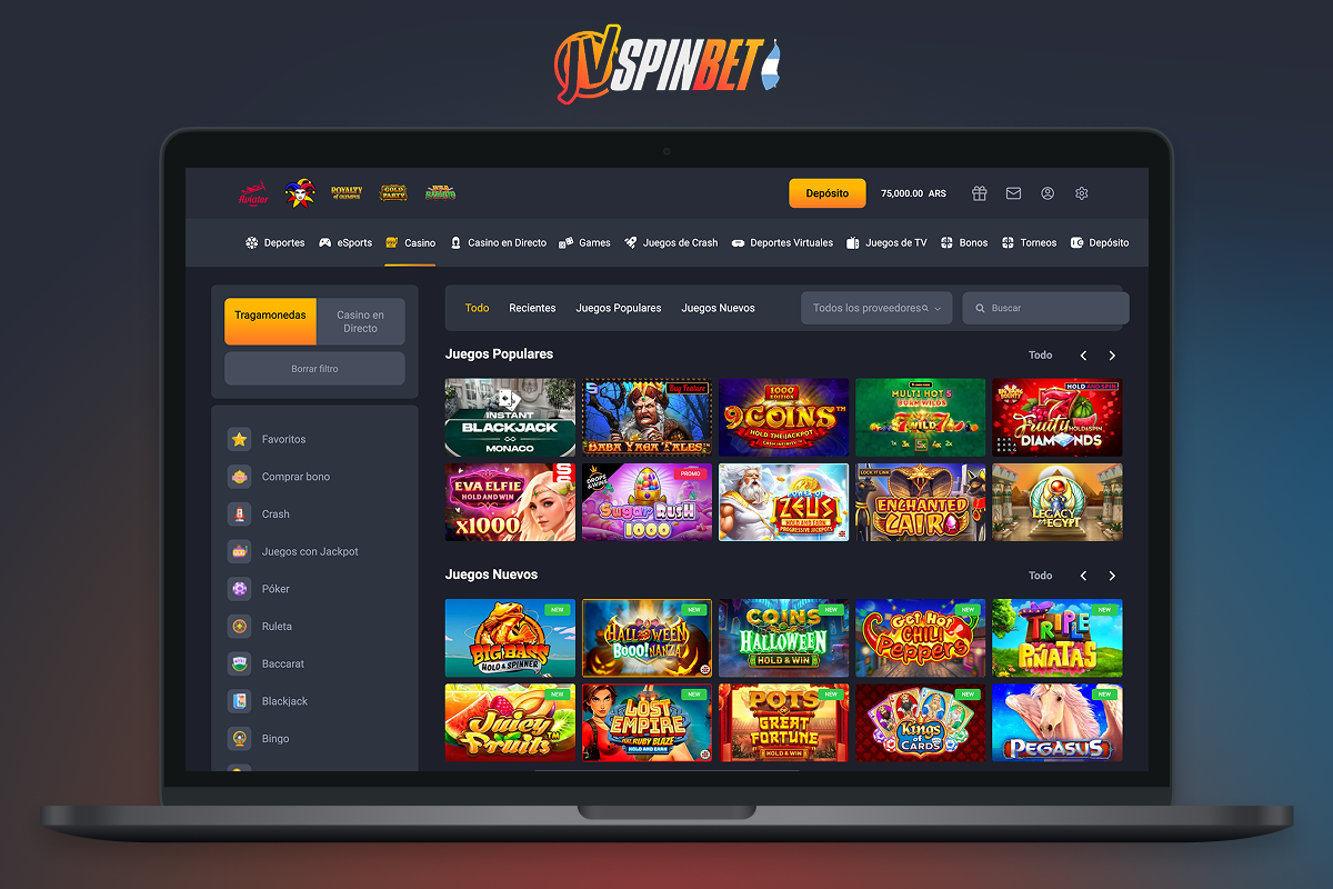 En Jvspins hay una amplia colección de juegos de casino.