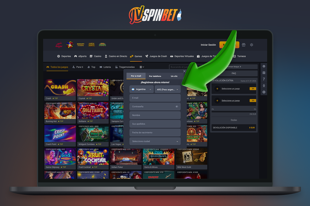 El proceso de registro en Jvspin es muy sencillo.