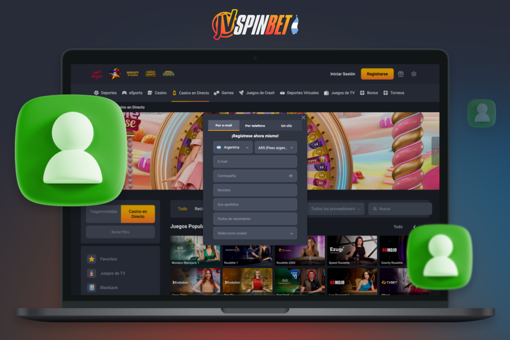 El registro en Jvspin Casino se realiza en un par de pasos
